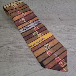 Ralph Marlin Tie Mens Necktie Cigars 3.5" Polyester USA EUC